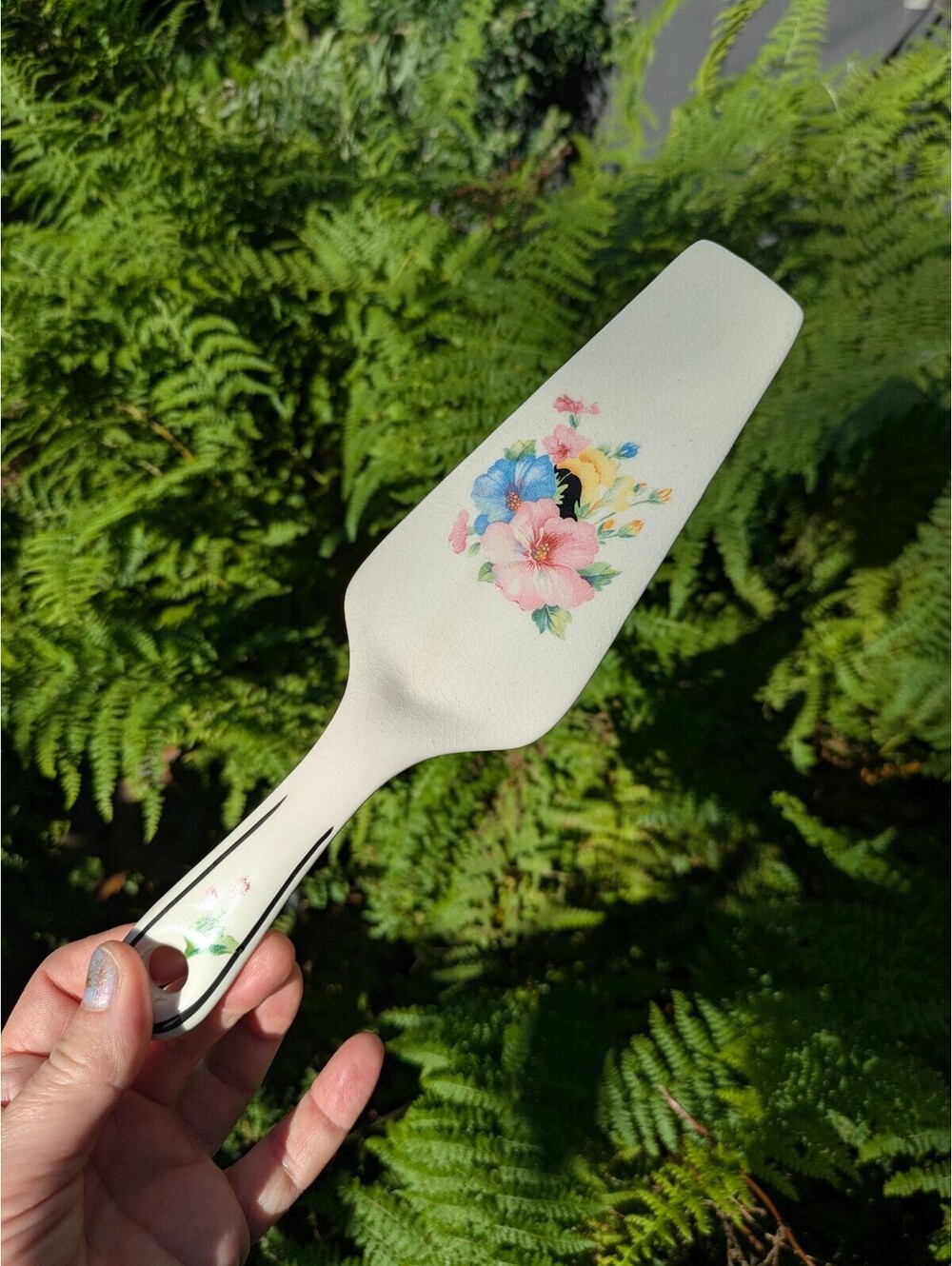 Vintage Porcelain Decorative Cake Server, Mid Century, Cottage / Grandma Style